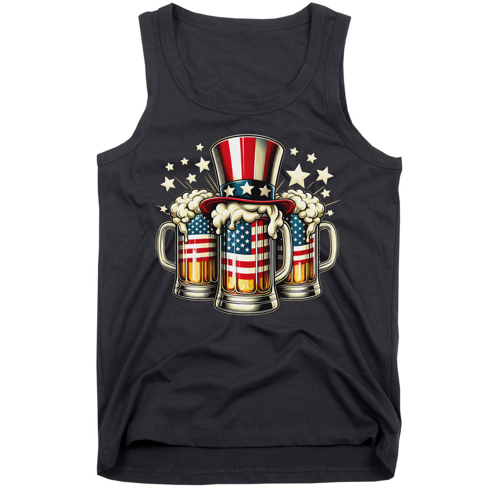 Beer American Flag Usa 4th Of July Party Drinking Women Tank Top