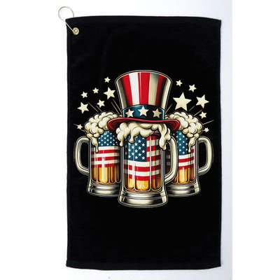 Beer American Flag Usa 4th Of July Party Drinking Women Golf Towel
