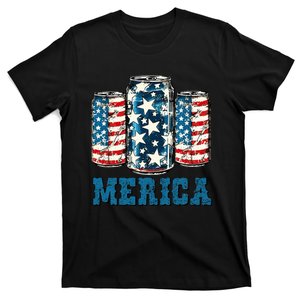 Beer American Flag Funny 4th Of July Merica Usa Drinking T-Shirt