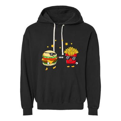 Burger And Fries Friends Cheeseburger Hamburger Garment-Dyed Fleece Hoodie