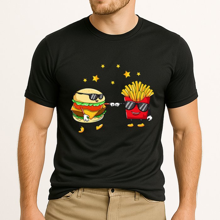 Burger And Fries Friends Cheeseburger Hamburger Cooling Performance Crew T-Shirt