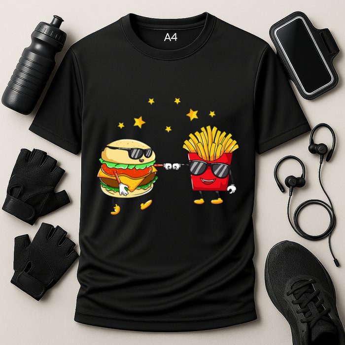 Burger And Fries Friends Cheeseburger Hamburger Cooling Performance Crew T-Shirt