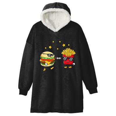 Burger And Fries Friends Cheeseburger Hamburger Hooded Wearable Blanket