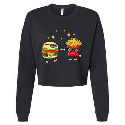 Burger And Fries Friends Cheeseburger Hamburger Cropped Pullover Crew