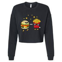 Burger And Fries Friends Cheeseburger Hamburger Cropped Pullover Crew