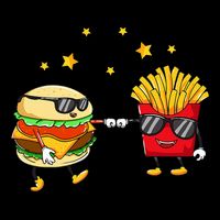 Burger And Fries Friends Cheeseburger Hamburger Cropped Pullover Crew