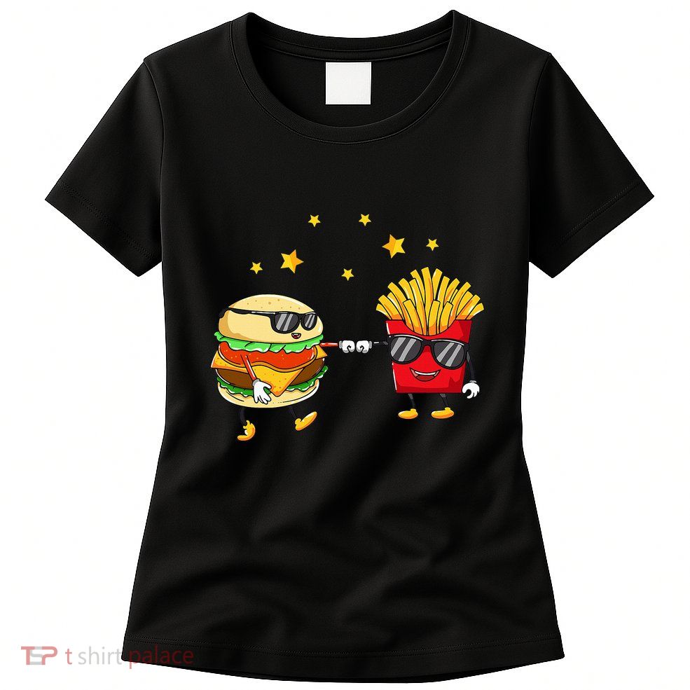 Burger And Fries Friends Cheeseburger Hamburger Womens T-Shirt
