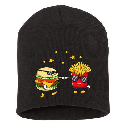 Burger And Fries Friends Cheeseburger Hamburger Short Acrylic Beanie