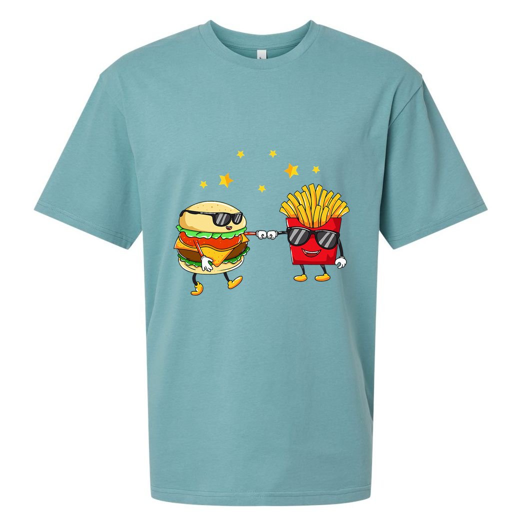 Burger And Fries Friends Cheeseburger Hamburger Sueded Cloud Jersey T-Shirt