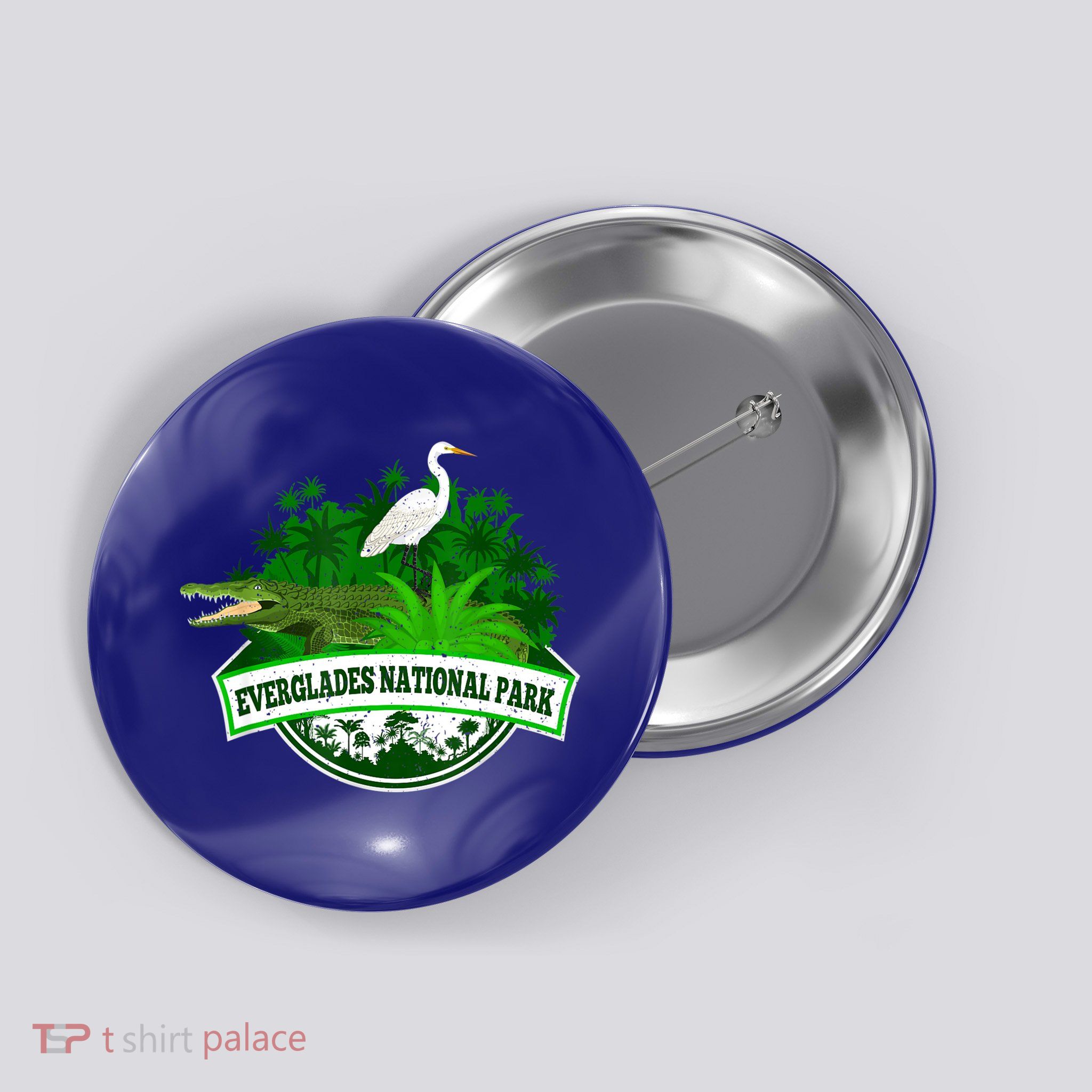 Bird And Florida Alligator Of Everglades National Park Button