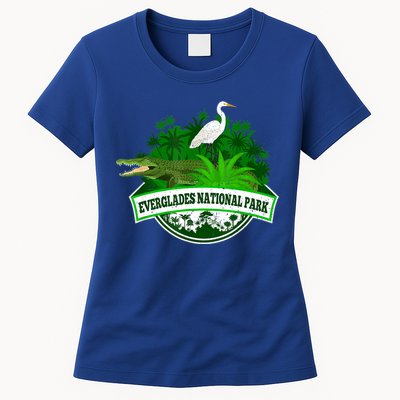 Bird And Florida Alligator Of Everglades National Park Womens T-Shirt