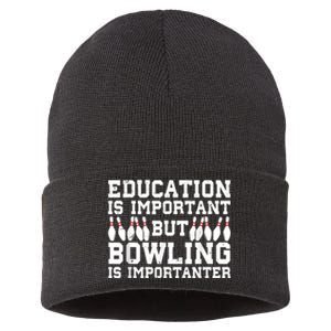 Bowling Art For Men Women Bowling Lover Pin Target Bowlers Sustainable Knit Beanie