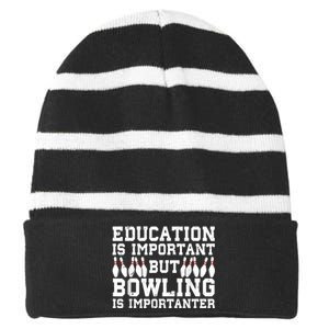 Bowling Art For Men Women Bowling Lover Pin Target Bowlers Striped Beanie with Solid Band