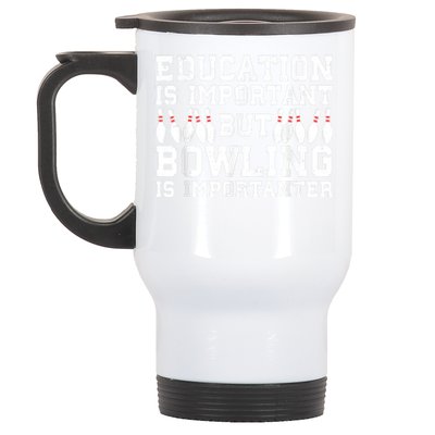 Bowling Art For Men Women Bowling Lover Pin Target Bowlers Stainless Steel Travel Mug