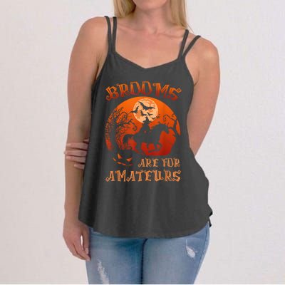 Brooms Are For Amateurs Witch Riding Horse Halloween Wo Women's Strappy Tank