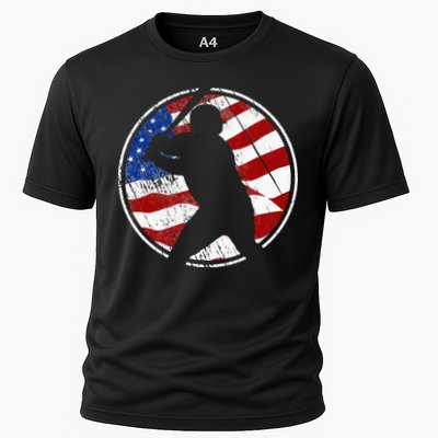 Baseball American Flag Vintage Baseball Cooling Performance Crew T-Shirt
