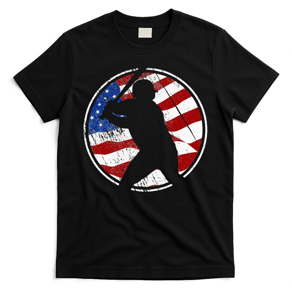 Baseball American Flag Vintage Baseball T-Shirt