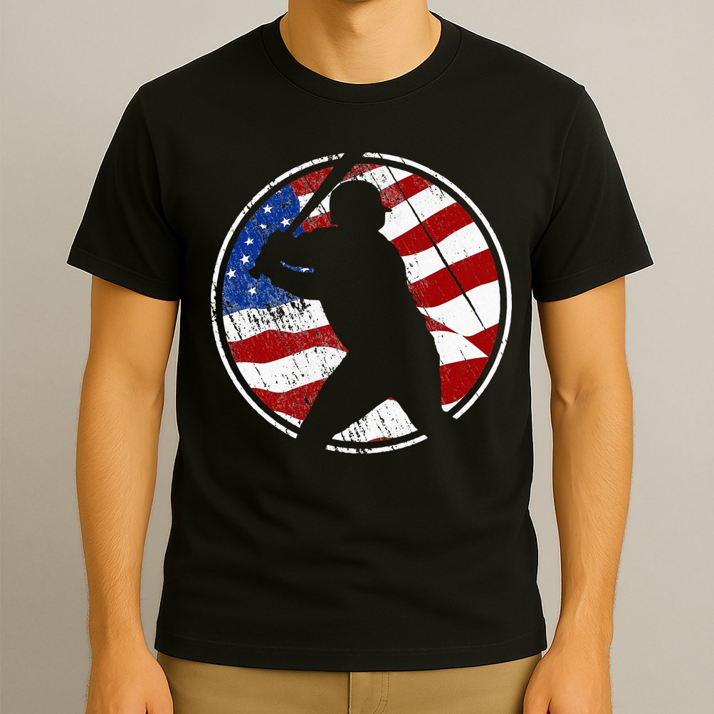 Baseball American Flag Vintage Baseball T-Shirt