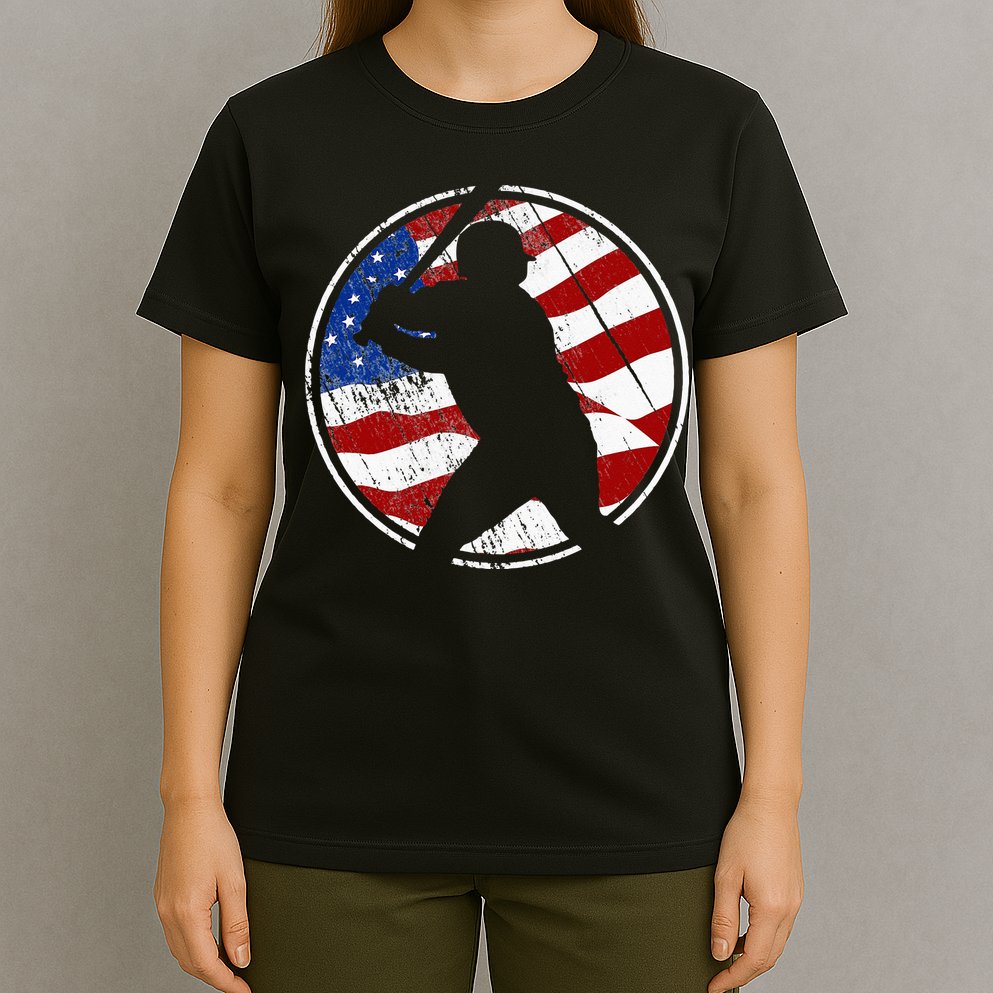 Baseball American Flag Vintage Baseball T-Shirt