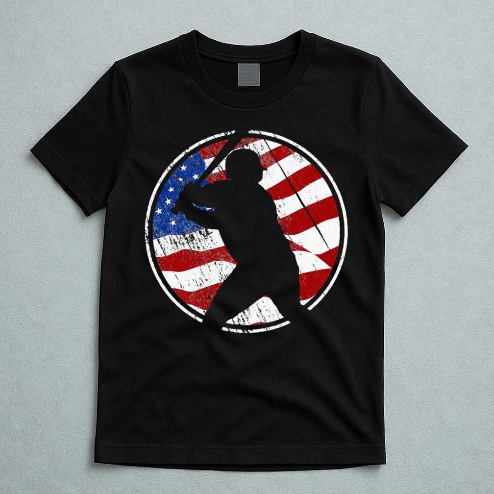 Baseball American Flag Vintage Baseball T-Shirt