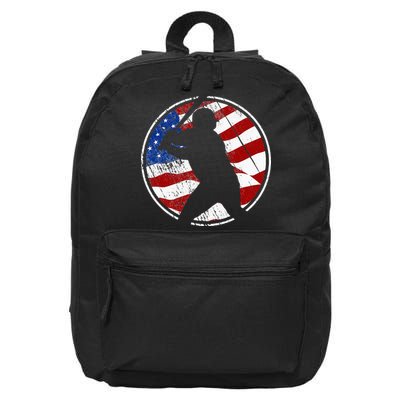 Baseball American Flag Vintage Baseball 16 in Basic Backpack