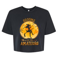 Brooms Are For Amateurs Witch Riding Hockey Stick Halloween Bella+Canvas Jersey Crop Tee