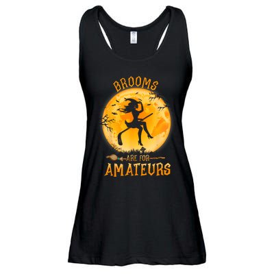 Brooms Are For Amateurs Witch Riding Hockey Stick Halloween Ladies Essential Flowy Tank