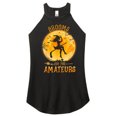 Brooms Are For Amateurs Witch Riding Hockey Stick Halloween Women's Perfect Tri Rocker Tank