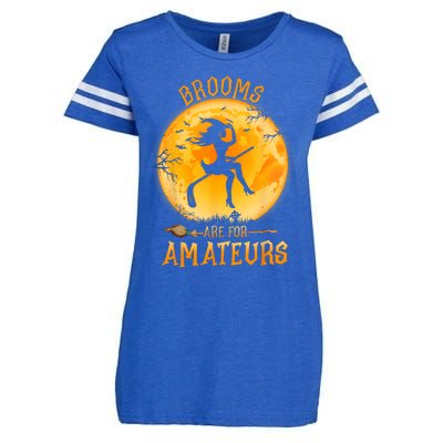 Brooms Are For Amateurs Witch Riding Hockey Stick Halloween Enza Ladies Jersey Football T-Shirt