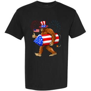 Bigfoot American Flag Funny 4th Of July Sasquatch Believe Garment-Dyed Heavyweight T-Shirt