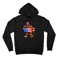 Bigfoot American Flag Funny 4th Of July Sasquatch Believe Hoodie