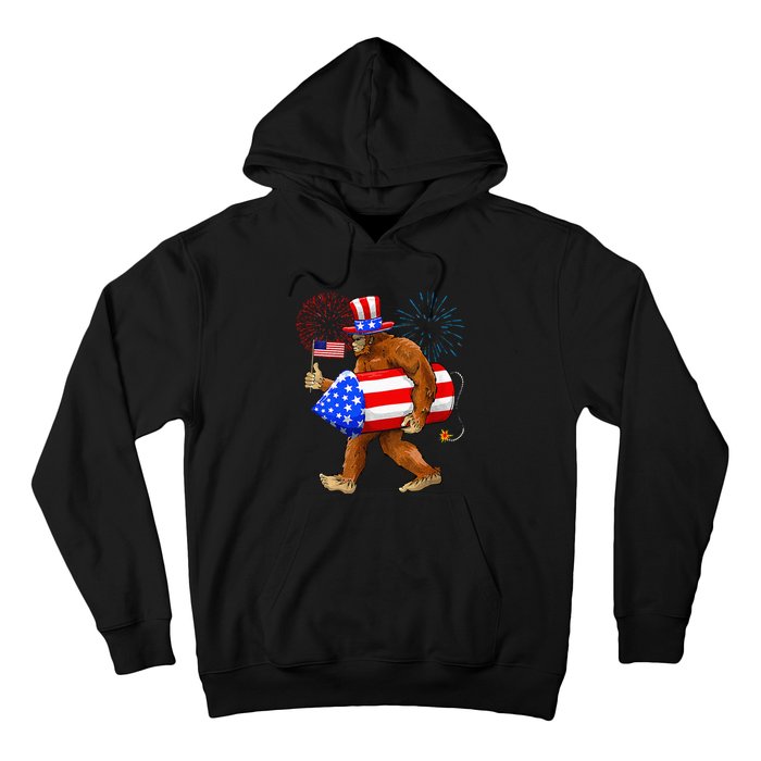 Bigfoot American Flag Funny 4th Of July Sasquatch Believe Hoodie