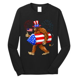 Bigfoot American Flag Funny 4th Of July Sasquatch Believe Long Sleeve Shirt