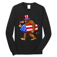 Bigfoot American Flag Funny 4th Of July Sasquatch Believe Long Sleeve Shirt