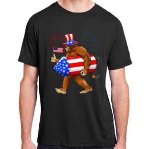 Bigfoot American Flag Funny 4th Of July Sasquatch Believe Adult ChromaSoft Performance T-Shirt