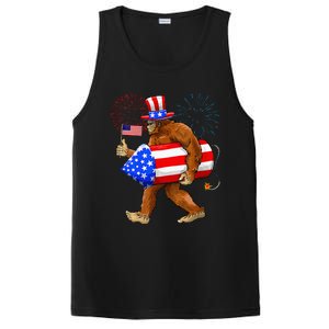 Bigfoot American Flag Funny 4th Of July Sasquatch Believe PosiCharge Competitor Tank