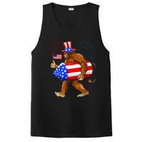 Bigfoot American Flag Funny 4th Of July Sasquatch Believe PosiCharge Competitor Tank