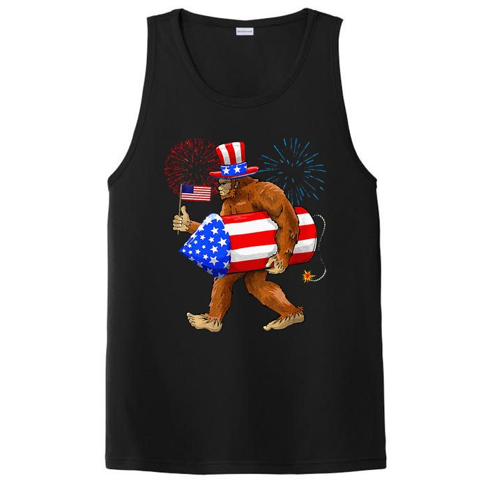 Bigfoot American Flag Funny 4th Of July Sasquatch Believe PosiCharge Competitor Tank