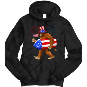 Bigfoot American Flag Funny 4th Of July Sasquatch Believe Tie Dye Hoodie