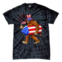 Bigfoot American Flag Funny 4th Of July Sasquatch Believe Tie-Dye T-Shirt