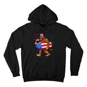 Bigfoot American Flag Funny 4th Of July Sasquatch Believe Tall Hoodie