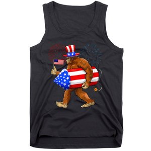 Bigfoot American Flag Funny 4th Of July Sasquatch Believe Tank Top