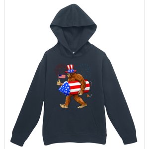 Bigfoot American Flag Funny 4th Of July Sasquatch Believe Urban Pullover Hoodie