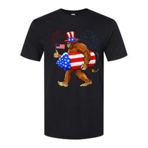 Bigfoot American Flag Funny 4th Of July Sasquatch Believe Softstyle CVC T-Shirt