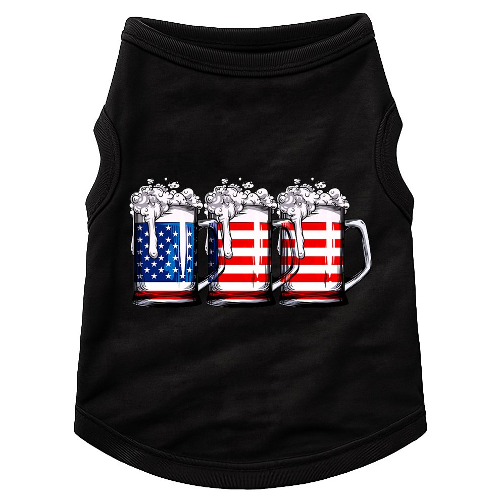 Beer American Flag 4th Of July Merica Drinking Usa Doggie Tank