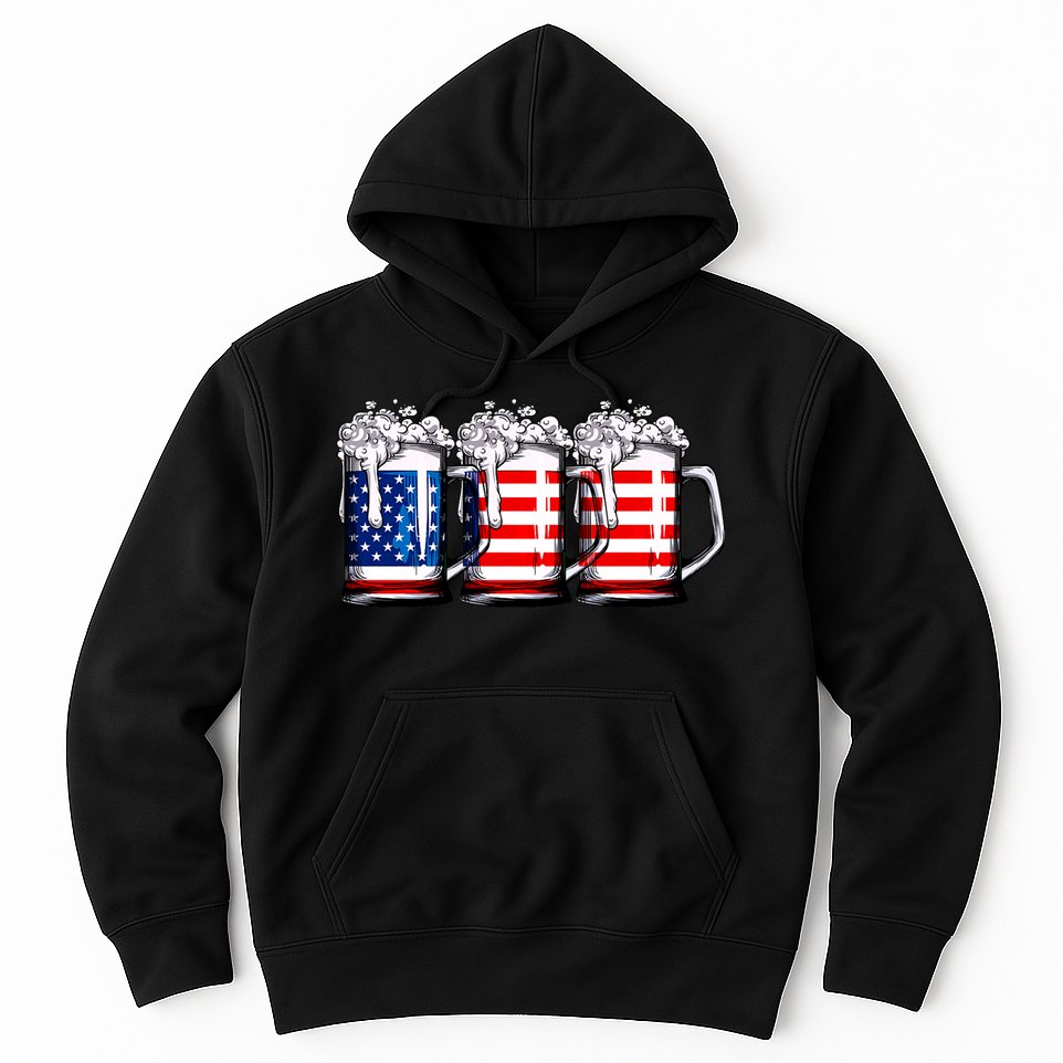 Beer American Flag 4th Of July Merica Drinking Usa Hoodie