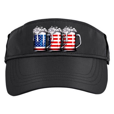 Beer American Flag 4th Of July Merica Drinking Usa Adult Drive Performance Visor