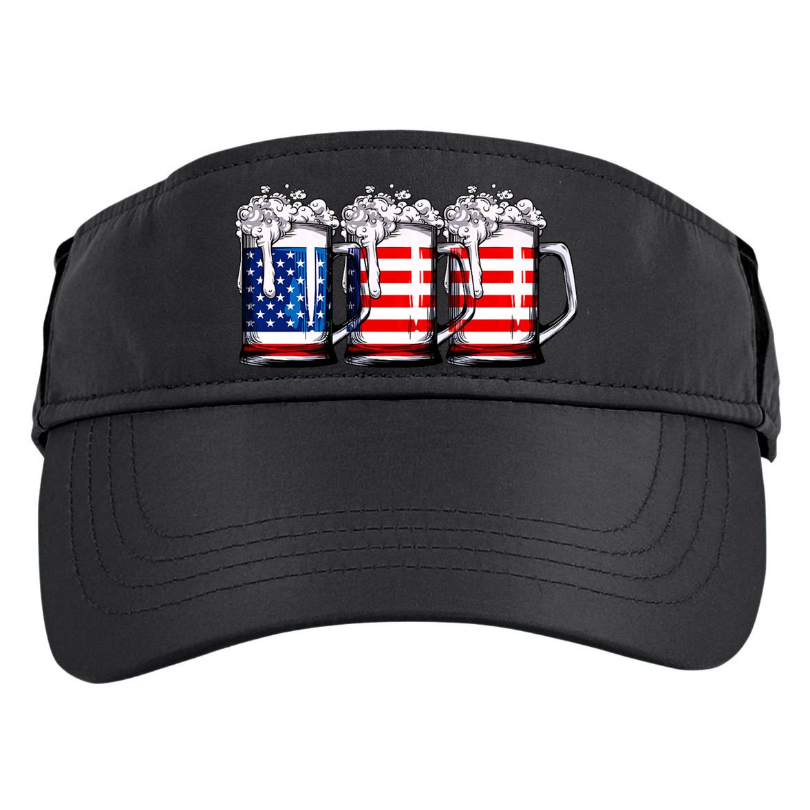 Beer American Flag 4th Of July Merica Drinking Usa Adult Drive Performance Visor