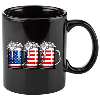 Beer American Flag 4th Of July Merica Drinking Usa 11oz C Handle Ceramic Mug