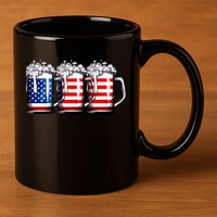 Beer American Flag 4th Of July Merica Drinking Usa 11oz C Handle Ceramic Mug